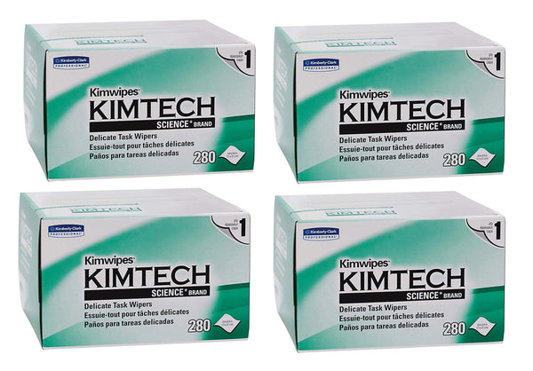 LOT DE 4 - Lingettes de Nettoyage Fibre Optique Non Pelucheuse - KIMWIPES - Boîte 280 - DISTRI-FIBRE - DISTRI-FIBRE