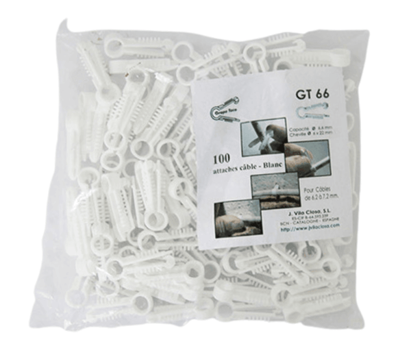 Pontet Cheville Fixation Cable Coax Fiala Blanc - Lot de 100 - DISTRI-FIBRE - DISTRI-FIBRE