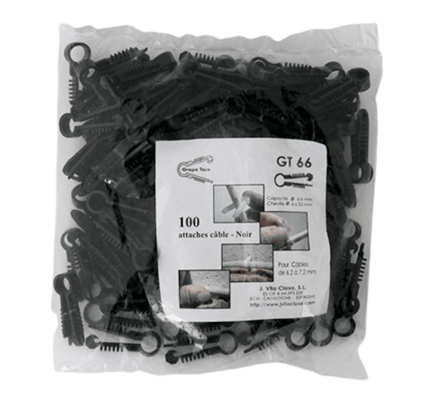Pontet Cheville Fixation Cable Coax Fiala Noir - Lot de 100 - DISTRI-FIBRE - DISTRI-FIBRE