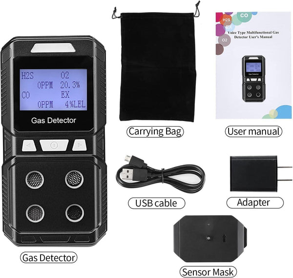 Détecteur 4 Gaz Portatif Rechargeable (EX, CO, H2S, O2) - DISTRI-FIBRE