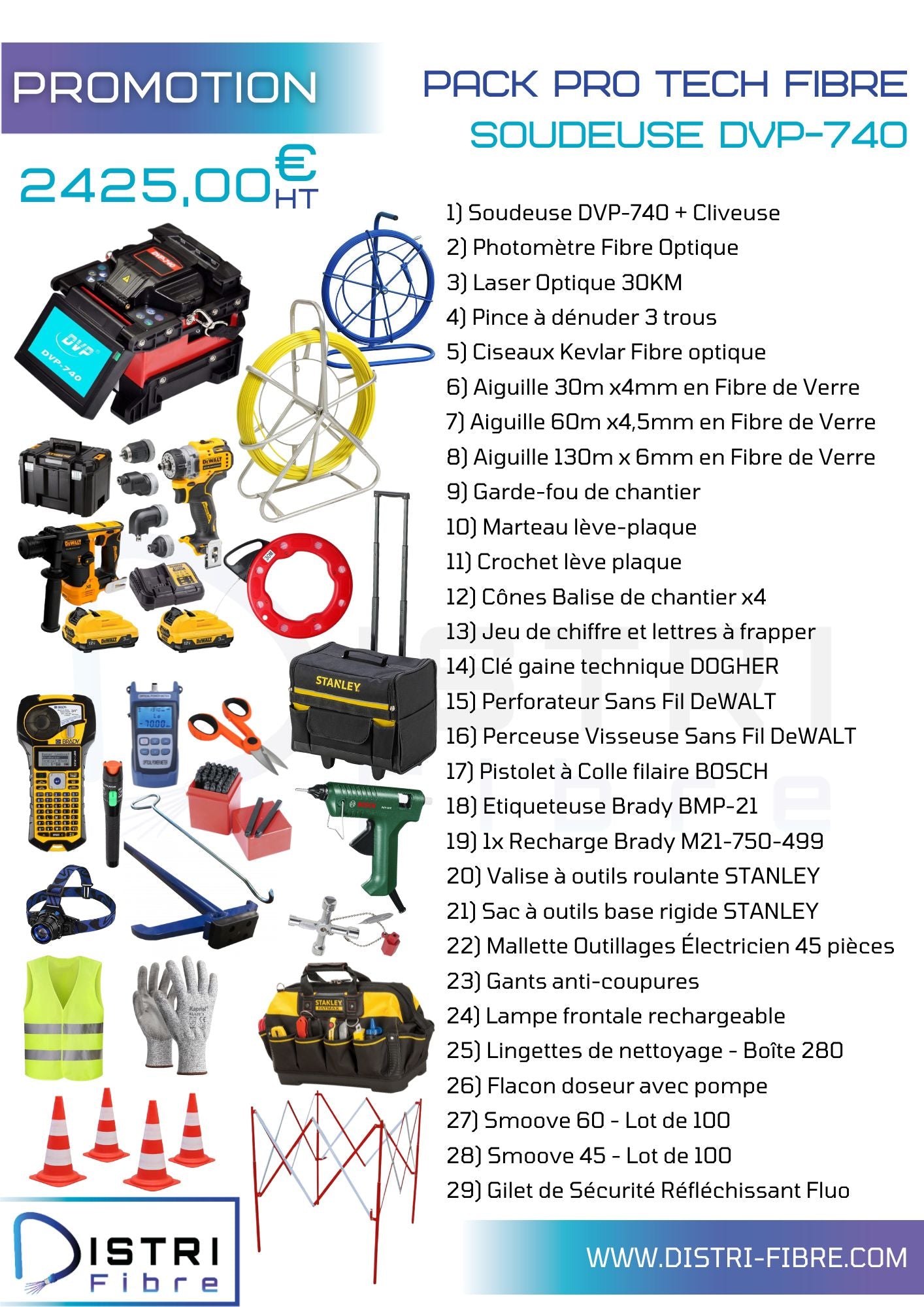 Pack Pro Tech FIBRE D3 + Soudeuse DVP-740 - DISTRI-FIBRE - DISTRI-FIBRE - PACK PROMO