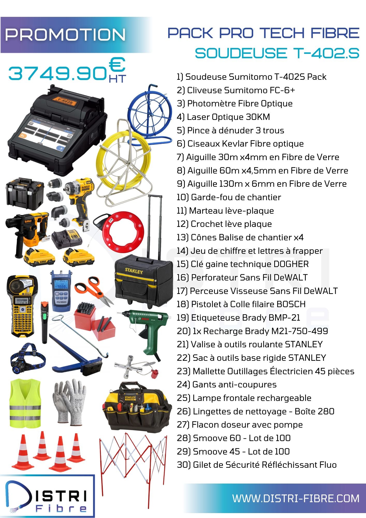Pack Pro Tech FIBRE D3 + Soudeuse T-402 S - DISTRI-FIBRE - DISTRI-FIBRE - PACK PROMO