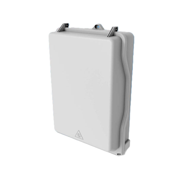 Boîtier en façade 48FO aérien OMELCOM Taille S equipé 3K7 et dériv - Fibre Optique